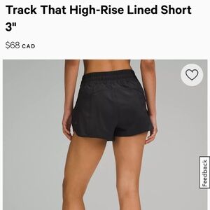 Lululemon Track That High-Rise Lined Short 3"